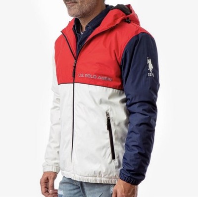 U.S. POLO ASSN. Americana Windbreaker USPA Fleece Lined Jacket Men Medium