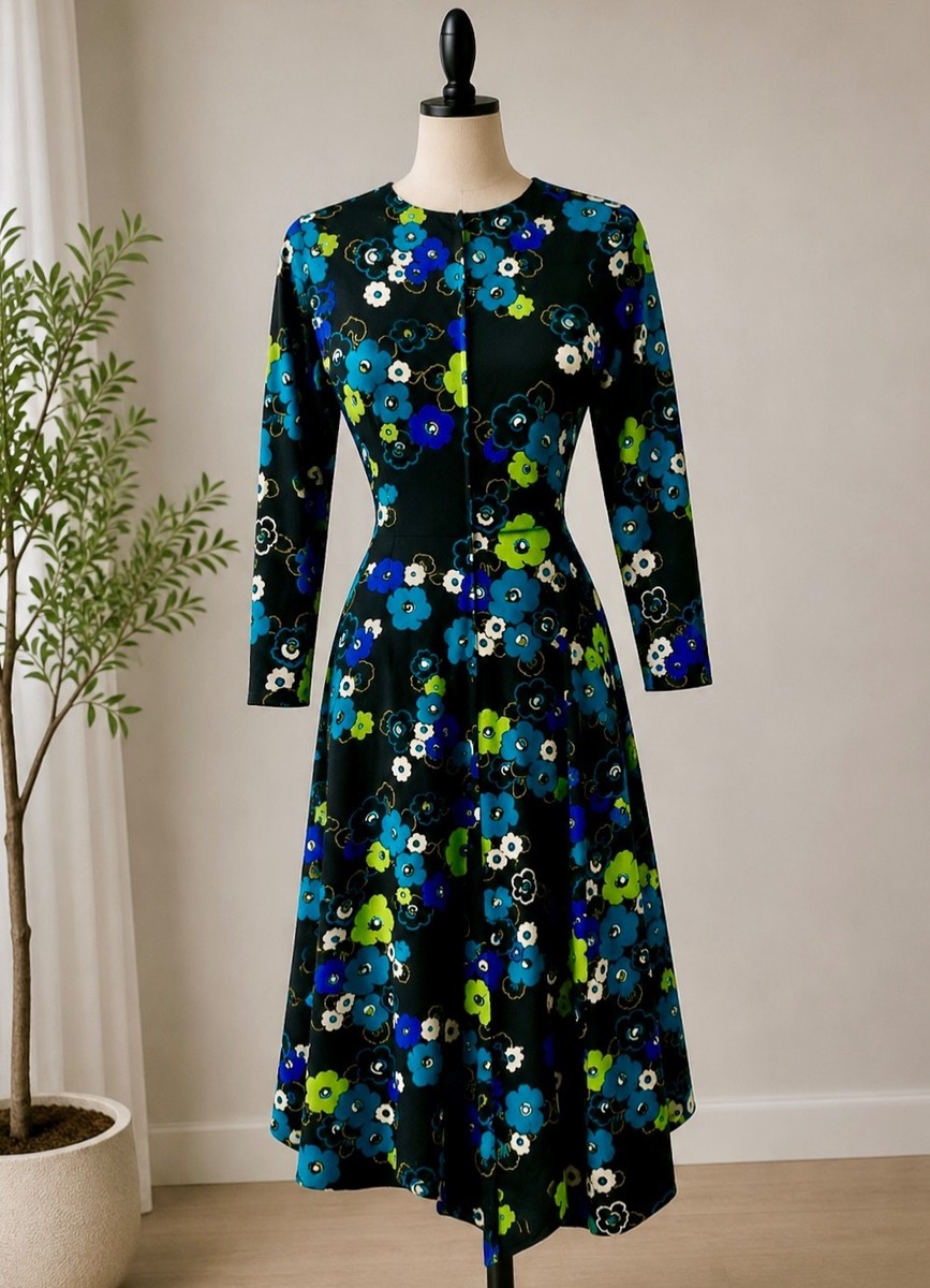 Vintage 70’s Floral Print Long Sleeve Maxi EUC SZ 00 View 2
