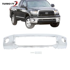 Split Chrome Steel Front Bumper With Sensor Holes For Toyota Tundra 2007-2013