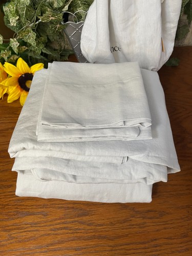 NWOT QUINCE EUROPEAN LINEN 3 PIECE TWIN XL SHEET SET LIGHT GREY 100% FLAX SHEETS - Picture 5 of 15