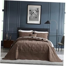 Oversized King Bedspread 138x122 Extra Wide Alaskan King 138"x122" 2-mocha