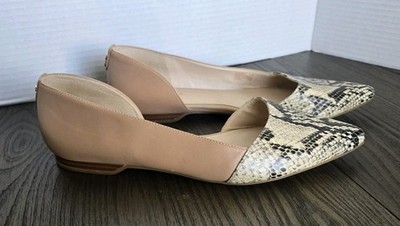 Cole Haan Amalia Bamba Skimmer Snakeskin/Tan Pointed Flats Women's 6.5B