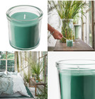 IKEA HEDERSAM Duftkerze im Glas, frisches Gras - hellgrün, 20 Std., BRANDNEU