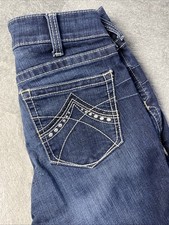 ARIAT Real Mid Rise Entwined Denim Jeans Women  s Size 32R Stretch Bootcut CL79