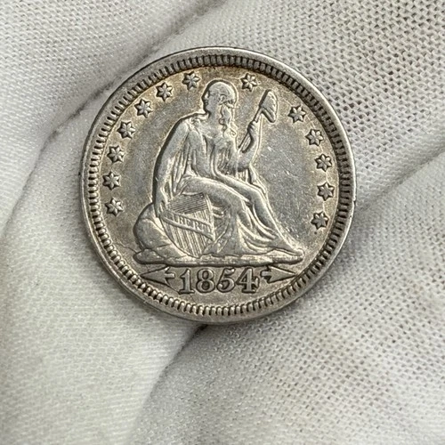 1854-P 25c Seated Liberty Quarter 1/4 Dollar Silver Philadelphia ARROWS Coin