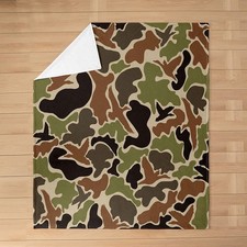 Duck Hunter Green Camouflage Hunting Plush Throw Blanket, Twin 60"x80" Kids B...