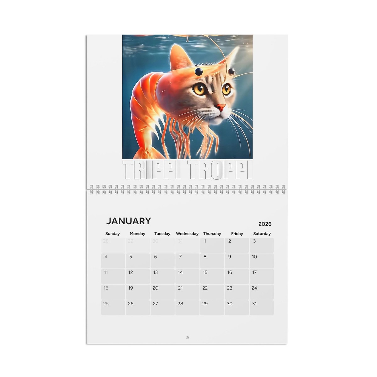 2026 Brainrot Wall Calendar, Unique Artwork, Creature Designs