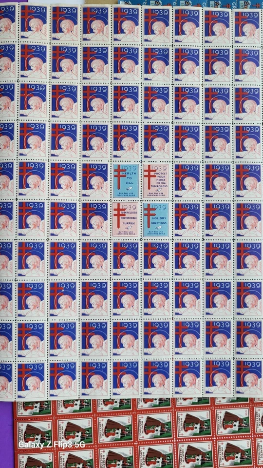 vintage Christmas Seal Mint Sheet Lot 1930's Stamps - Image 2 of 4