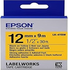 EPSON Labelworks lk-4ybw Tape 0 15/32in x 29 6/12ft Black On Yellow Decal Loud