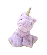 FAO Schwarz Purple Unicorn Plush 8" Gold Glittery Pony Horse Stuffed Animal