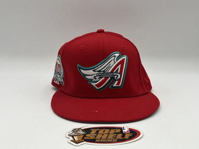 New Era Anaheim Angels 50th Anniversary MLB Fitted Hat Cap Size 3/8 Red 