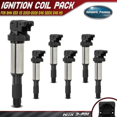 6Pcs Ignition Coils for BMW E46 E87 E90 335i 525i X3 X5 2.5L 3.0L 12131712219