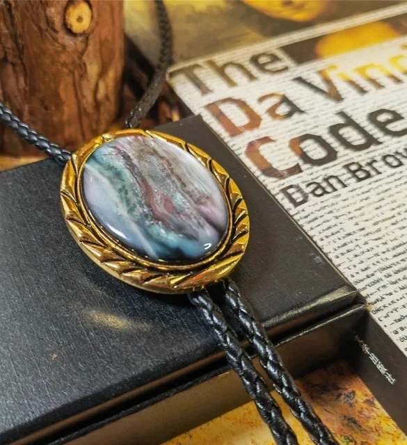 Cuchillo vaquero occidental collar de boda vintage concha de abulón Bolo corbata para hombre Foto 3 de 4