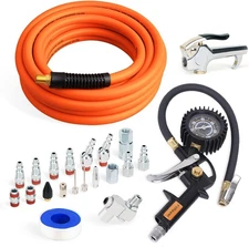 22 Pieces Air Compressor Accessories kit, 3/8 inch x 25 ft Hybrid Air Compres...