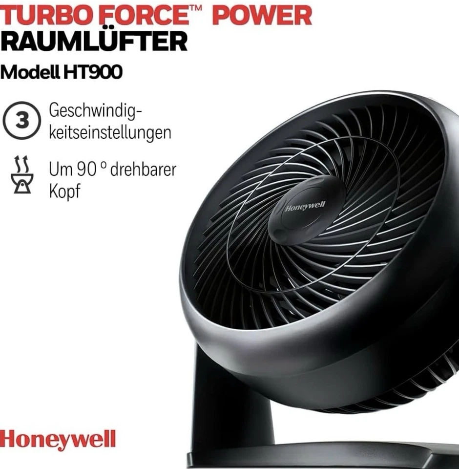 Honeywell HT-900E Tischventilator Standventilator Schwarz - Bild 3 von 4