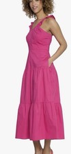 Maggy London Midi Dress Womens 10 Pink Ruffle Sleeveless Tiered Sundress NWT