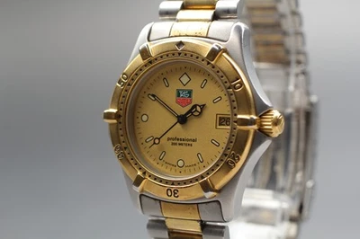 [N Mint] Tag Heuer Professional 962.013 200mm Gold Dial 35mm Quartz Men's Watch - Image 1 of 4