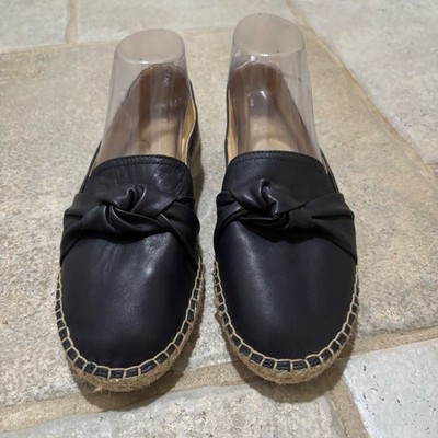 Talbots Izzy Knot Nappa Espadrille Flats Women s 9 Navy Blue