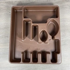 Vintage Rubbermaid Silverware Flatware Utensil Holder Tray Organizer Brown