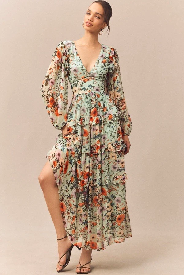 bhldn long sleeve high neck floral a line mini dress Dresses for Women for sale Size:US10-UK12-EUR40 Crew neckline illusion long sleeves wedding dress Women's Cable Knit Pullover