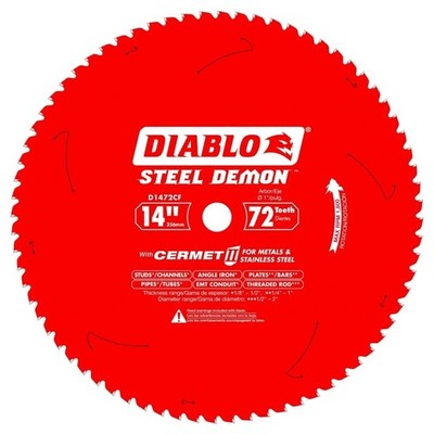Freud Diablo D1472CF Steel Demon 72T Cermet II Metal Cutting Saw Blade 14'' x 72