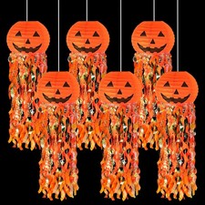 6 Pcs Pumpkin Paper Lanterns - Halloween Decorations for Indoor  Outdoor Partie