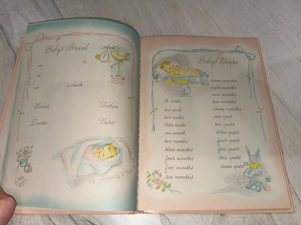 Libro de discos de bebé vintage 1941 "Historia de nuestro bebé" nacimiento-7 años Foto 3 de 4