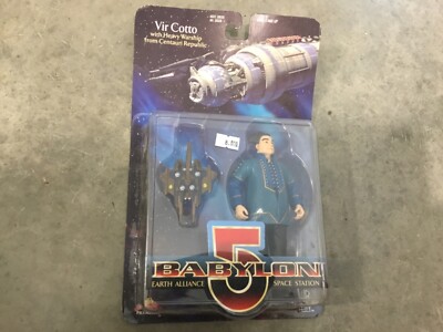Vintage Babylon 5 Vir Cotto action figure with heavy warship, free shipping