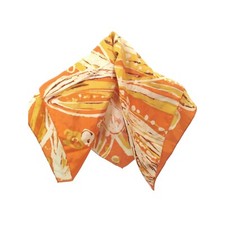 Vtg.70s Elizabeth Arden Retro Floral Style Acetate Square 26.5" Scarf Japan READ