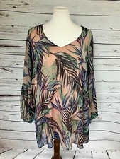 Show Me Your MuMu Pullover Long Sleeve Pink Tropical Dress Womens Medium 