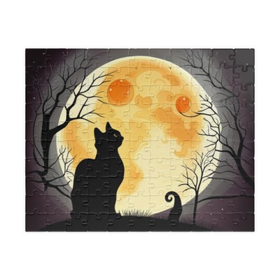 Black Cat and Full Moon Puzzle (110, 252, 520, 1014-piece)