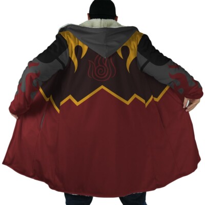 Fire Nation Cosplay Inspired Avatar Fleece Hooded Cloak Coat 