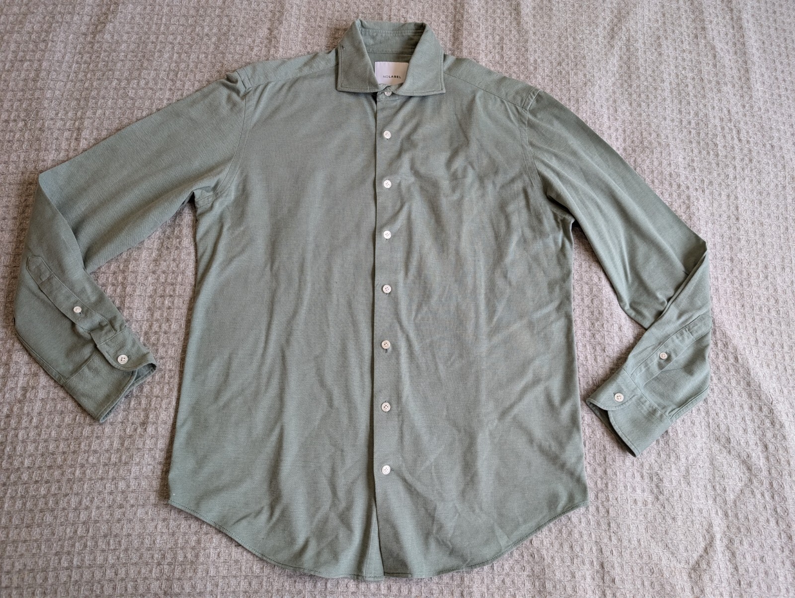 No Label Shirt Men Large Green Specialist Button Up Long Sleeve Netherlands