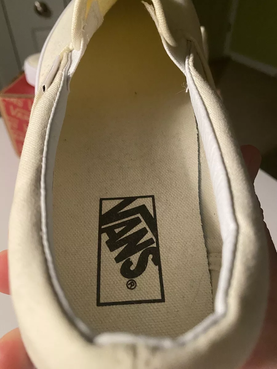 White slip on vans deals poshmark
