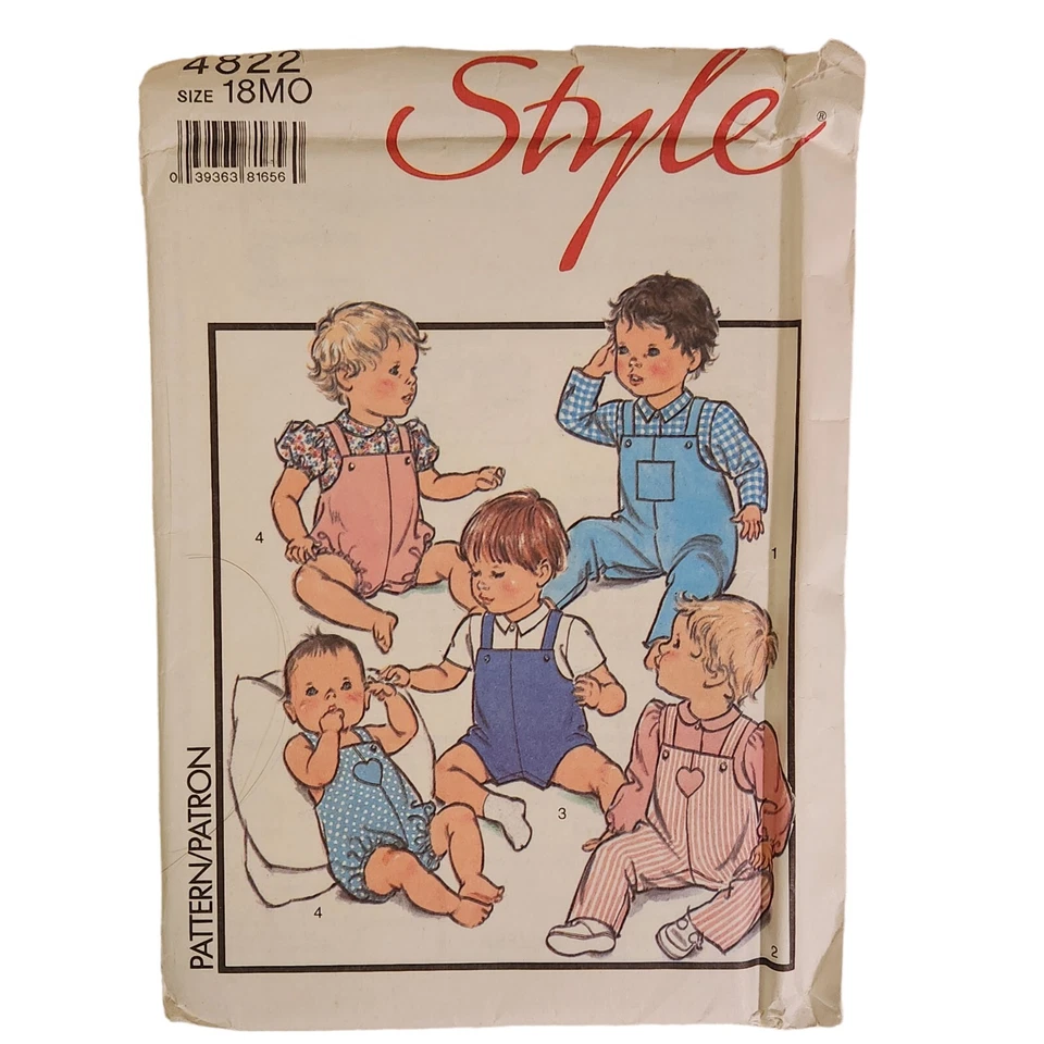 Style 4822 Size 18 months Infant Dungarees Jumper Top Uncut Vintage Pattern 1986 - Image 2 of 4