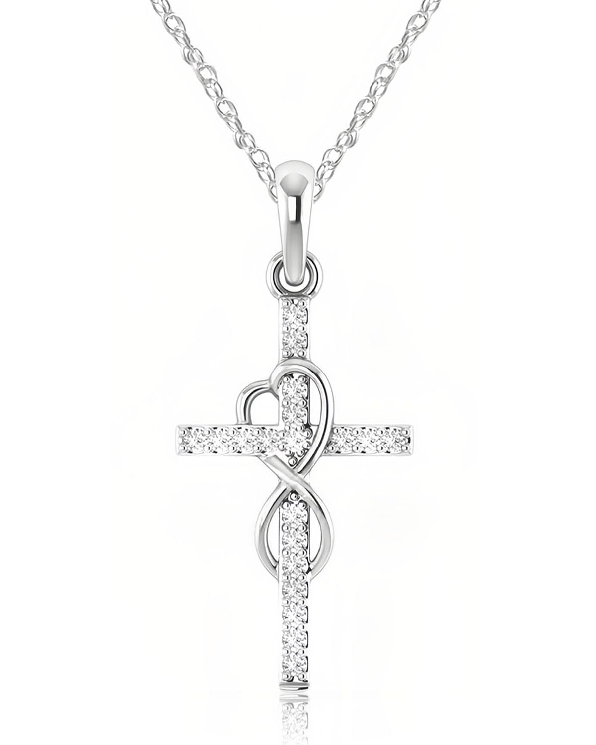925 Sterling Silber Kreuzkette, Sterling Silber Halskette, Damen Silberkette mit