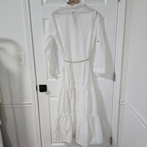 Palmacea Cotton Ruffle White Beach Cover Up Midi Dress New Size M - Picture 9 of 9