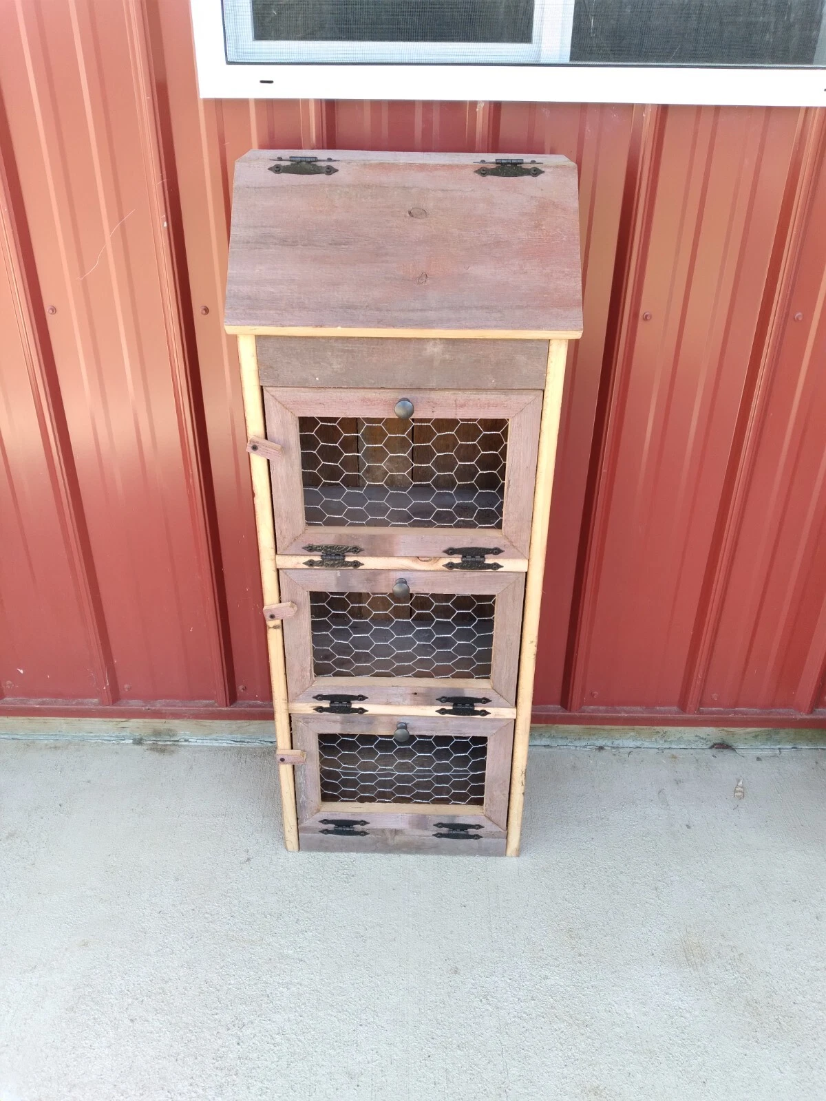 Handcrafted Solid Reclaimed Barn Wood Bread Box and 3 Door Vegetable Bin