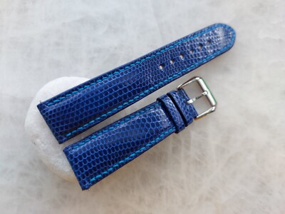 20mm/18mm Blue Lizard Print Leather Watch Strap Band
