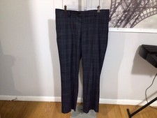 Stacy Adams Gray Flat Front Plaid Polyester Rayon Spandex Dress Pants W34/30