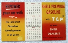 1954 INK BLOTTER SHELL PREMIUM GASOLINE WITH TCP AT YOUR SHELL DEALERS #5F