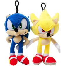 SonicThe Hedgehog Plush Doll Key Chain Coin Bag Clip 8" And Super Sonic 2 pc