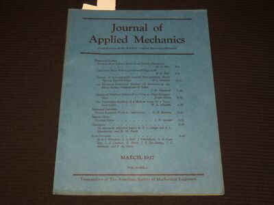 1937 MARCH JOURNAL OF APPLIED MECHANICS MAGAZINE - VOLUME 4 NO. 1 - K 2661