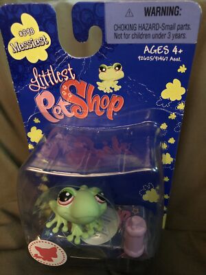 Littlest Pet Shop # 898 Messiest Frog NRFP 2008 Retired Pink Eyes