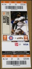 8/7/2017 San Francisco Giants vs Chicago Cubs Ticket Johnny Cueto Javier Baez HR