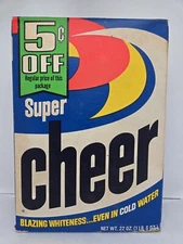 Super CHEER Detergent 22 oz Unopened Full Box 5¢ Off 1960's Vintage