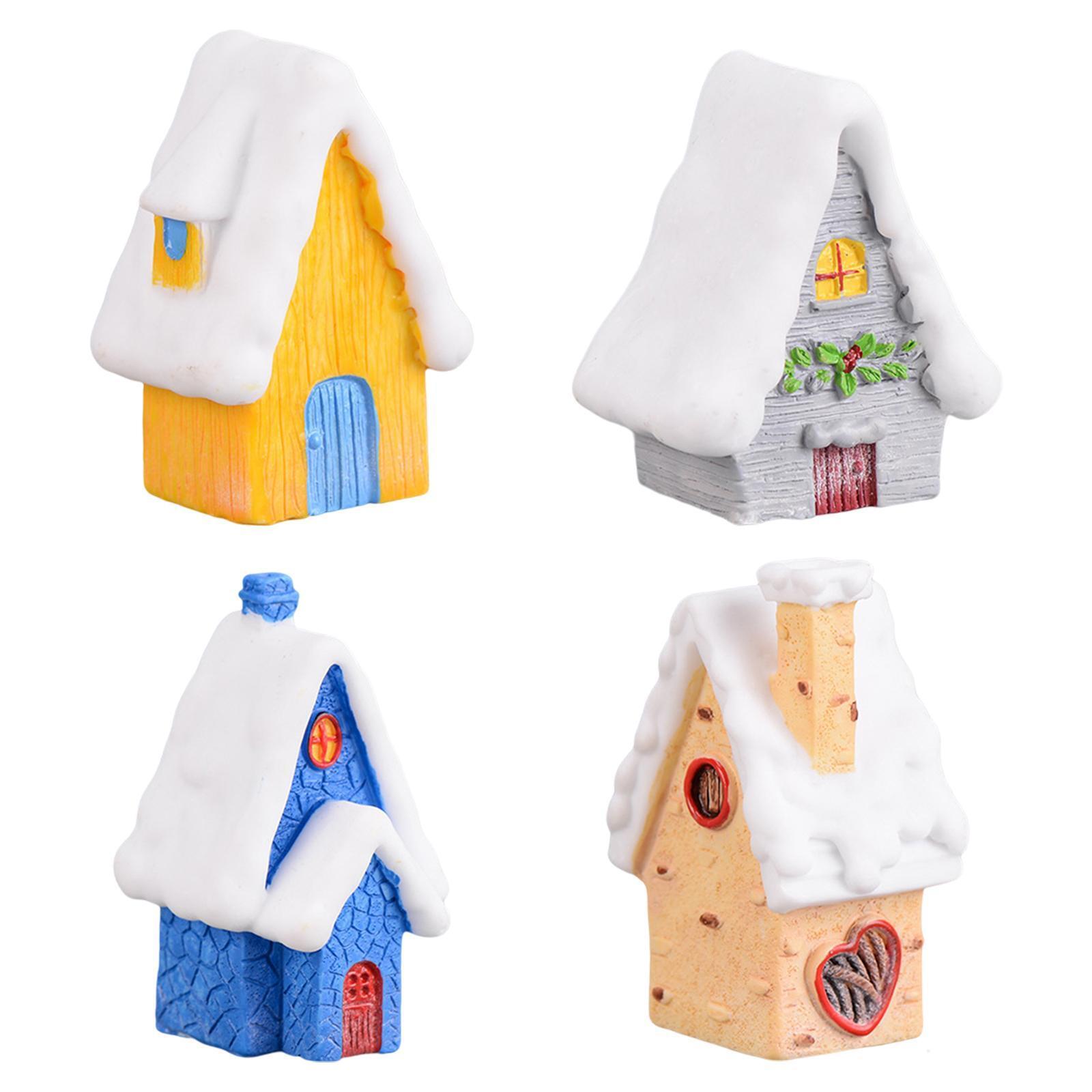 Christmas Miniature Ornament Village House Figurines Xmas Decor Resin