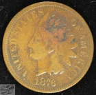 1876 Indian Head Cent, Penny, Fine Details, Light Pitting, Free Shipping, C4973