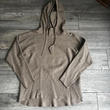 Women’s Quince Eco-Knit Milano Stitch Pullover Hoodie Sweater Taupe Brown Sz M