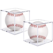 2 Pack Acrylic Baseball Display Case Memorabilia Ball Protector Cube Cas